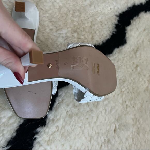 Revolve Raye Ali White Leather Woven Heels - Picture 7 of 9